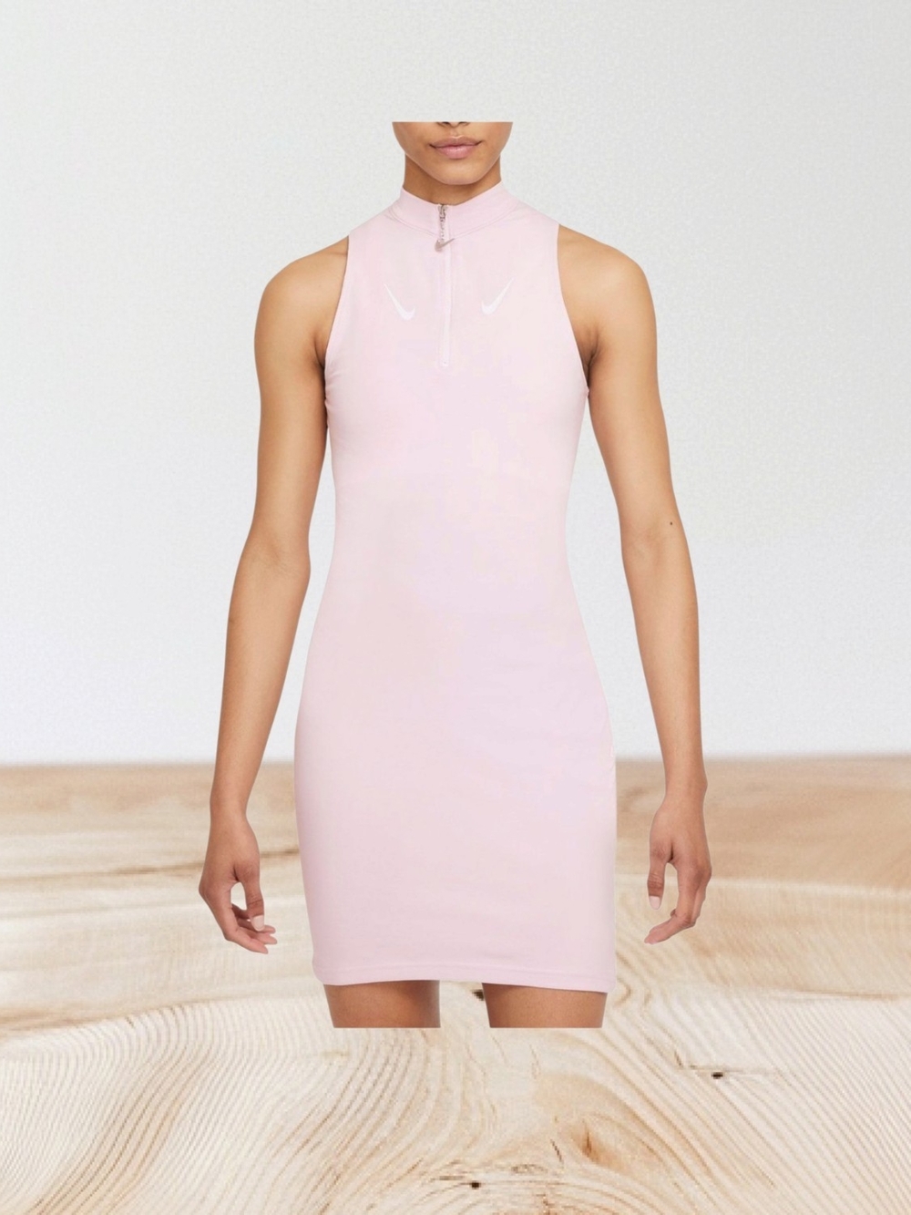 Nwt Nike Light Pink Sleeveless Zip Mock-Neck Dress 1xl